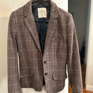 H&M Women's Brown Checkered Blazer